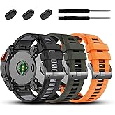 22mm Compatible with Garmin Fenix E/8/8pro AMOLED 47mm/Fenix 7/7 Pro/6/6 Pro/5/5 Plus Watch Band,Soft Quickfit Silicone Straps for Forerunner 970 965 955/Approach S70 47mm/tactix 8/quatix 7 8 47mm