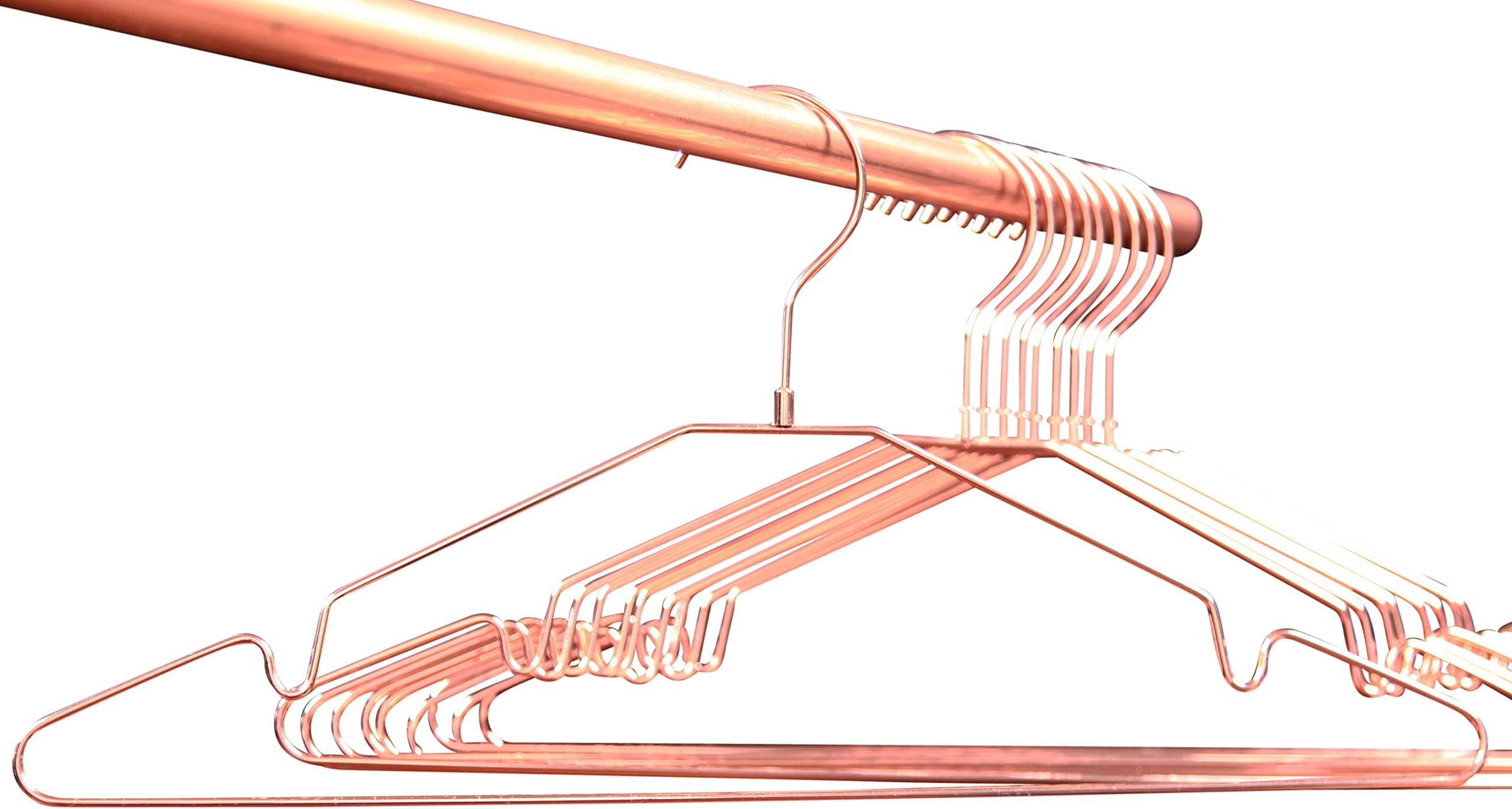 Clothes hanger copper / rose gold, glossy polished, set of 10 pieces, rotatable hook. From Buy Emotions®