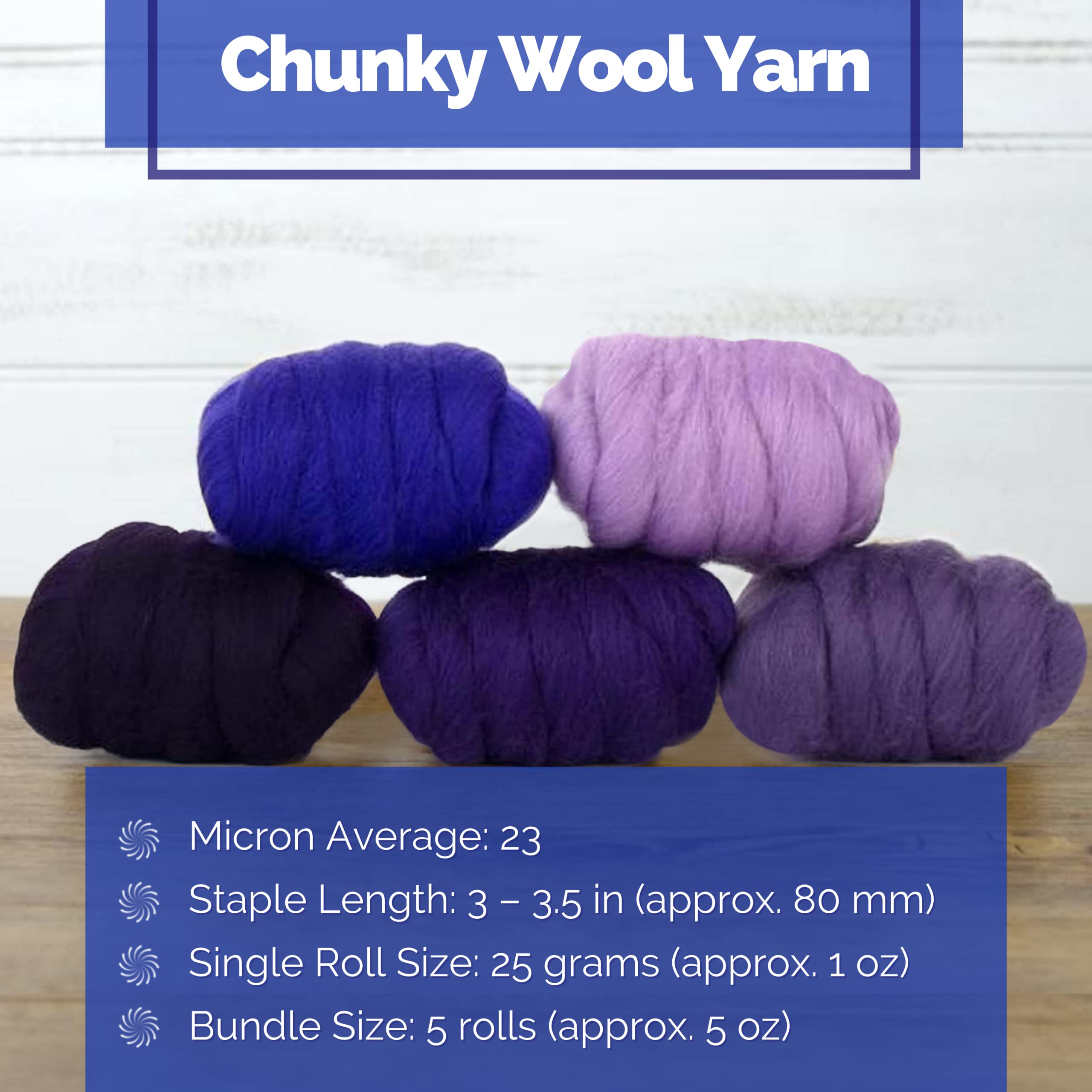 Revolution Fibers | Mixed Merino Wool Variety Pack - Purple Disco | Perfect Wool Roving for Spinning, Rolags, Needle Felting, Wet Felting, Tapestry, Weaving and Crafting