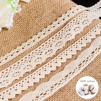 Buy Vu100 22 Yards Crochet Lace Ribbon Trim Cotton 4 Rolls Vintage Sewing Lace Fabric Trim For Gift Wrapping Diy Craft Wedding Decor Lace 5 5 Yard Each Beige Online In Vietnam B08cdsrnfd