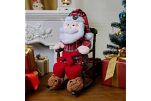 ELAMAS Christmas Animatronic Rocking Chair Santa Claus Decoration - 18 inch Animated Talking Santa Toys, Xmas Gift Sitting Santa Figure with Rocks, Sings, Mouth Move, Illuminated Face for Indoor, Table, Home
