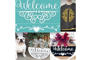 Alinacutle Welcome Reusable Silk Screen Stencils, Self-Adhesive Silkscreen Printing Stencil for Home Decor,Paint on Wood/Fabric/Wall/Cup/Plate/Glass/Paper 8.5" x 11"