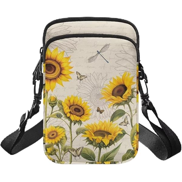 Chala Hedgehog Pattern Crossbody Phone Bag - Convertible Strap, Suede & Canvas, Fits Most Smartphones
