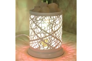 PEATOP Wax Melt Warmer for Scented Wax,Metal Electric Wax Melt Warmer, Candle Warmer Wax Burner with 2 Edison Bulbs,Safe Clean Heat Source for Home Decor, Home Accessories-Lines White