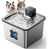 Cordless Cat Water Fountain : [Visual Filter] & [Heavy-Duty Stainless Steel] 3.2L/108oz, FEELNEEDY- Premium, Durable Design, 4000mAh Battery Operated Pet Fountain with Sensor, FN-W17 for Cats and Dogs