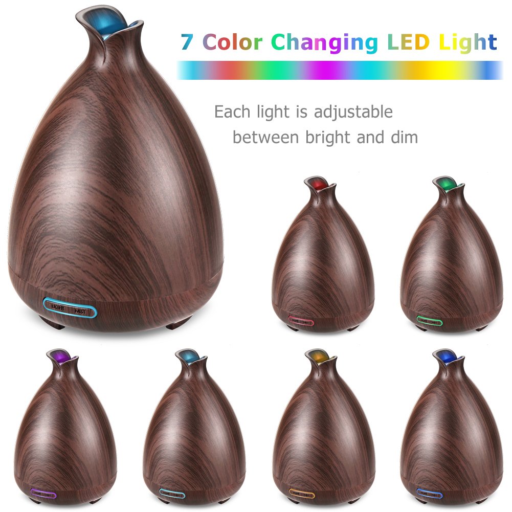 URPOWER Essential Oil Diffuser, 150ml Wood Grain Ultrasonic