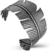 HZMAN Chunky Bracelets for Men Vintage Stainless Steel Wide Bangle Bracelets for Women Irregular Thick Arm Cuff Bracelet
