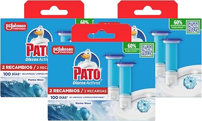 Discos Activos WC Marine, Limpia, Refresca y Perfuma el Inodoro, Eficacia 360°, Pack 6 Recambios = 36 discos