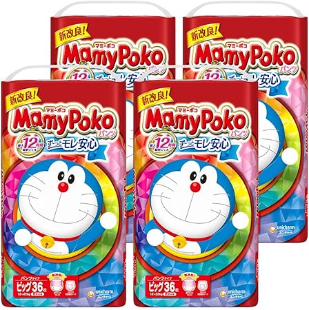 Amazon パンツ ビッグサイズ マミーポコパンツ ドラえもん オムツ 12 22kg 144枚 36枚 4 ケース品 Amazon Co Jp限定 マミーポコ おむつ