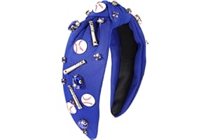GLBCC Baseball Knotted Headband for Women Sparkle Crystal Baseball Charm Headband Game Day Top Knot Hairband Baseball Mom Accessories Gift for Sports Fans