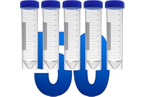 LabXcel Polypropylene Centrifuge Tubes – Plastic Test Tubes with Caps, PP, Sterile, Conical Bottom, Self Standing, Printed Graduation, Blue Caps, for Medical and Laboratory Use – White (50ml, 50pcs)
