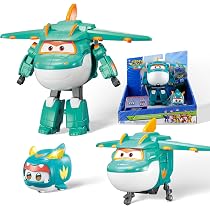 Super Wings Jett Lucky Ball Transforming Toy - 2-in-1 Plane & Robot With 7 Mini Figures, For Kids Age 3+