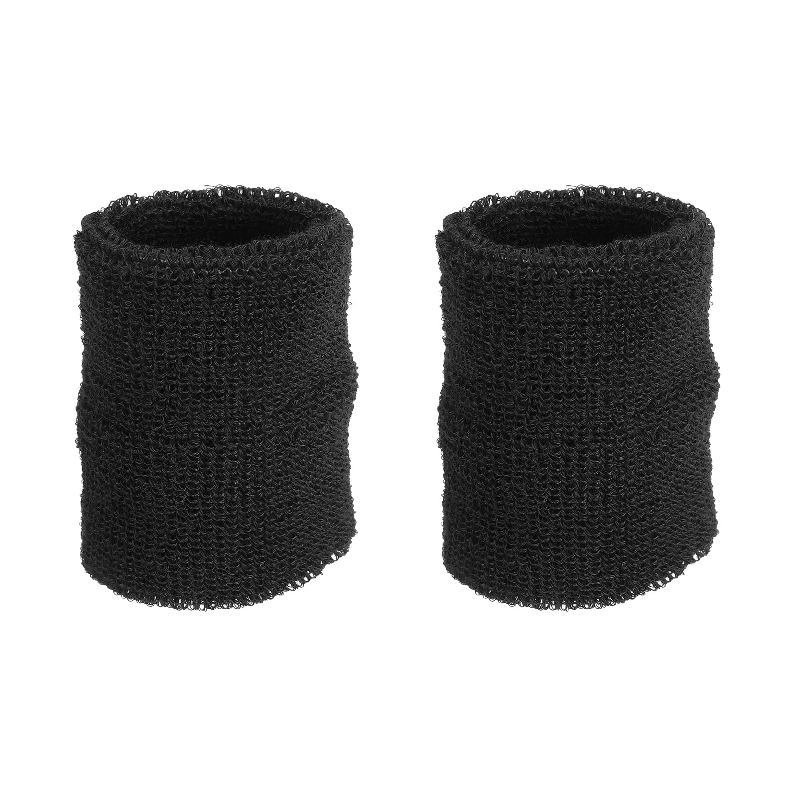 PATIKIL Sports Wristbands 8x10cm, 2 Pack Athletic Cotton Terry Cloth Absorbent Wrist Sweatband for Tennis Basketball Working Out Running, Black