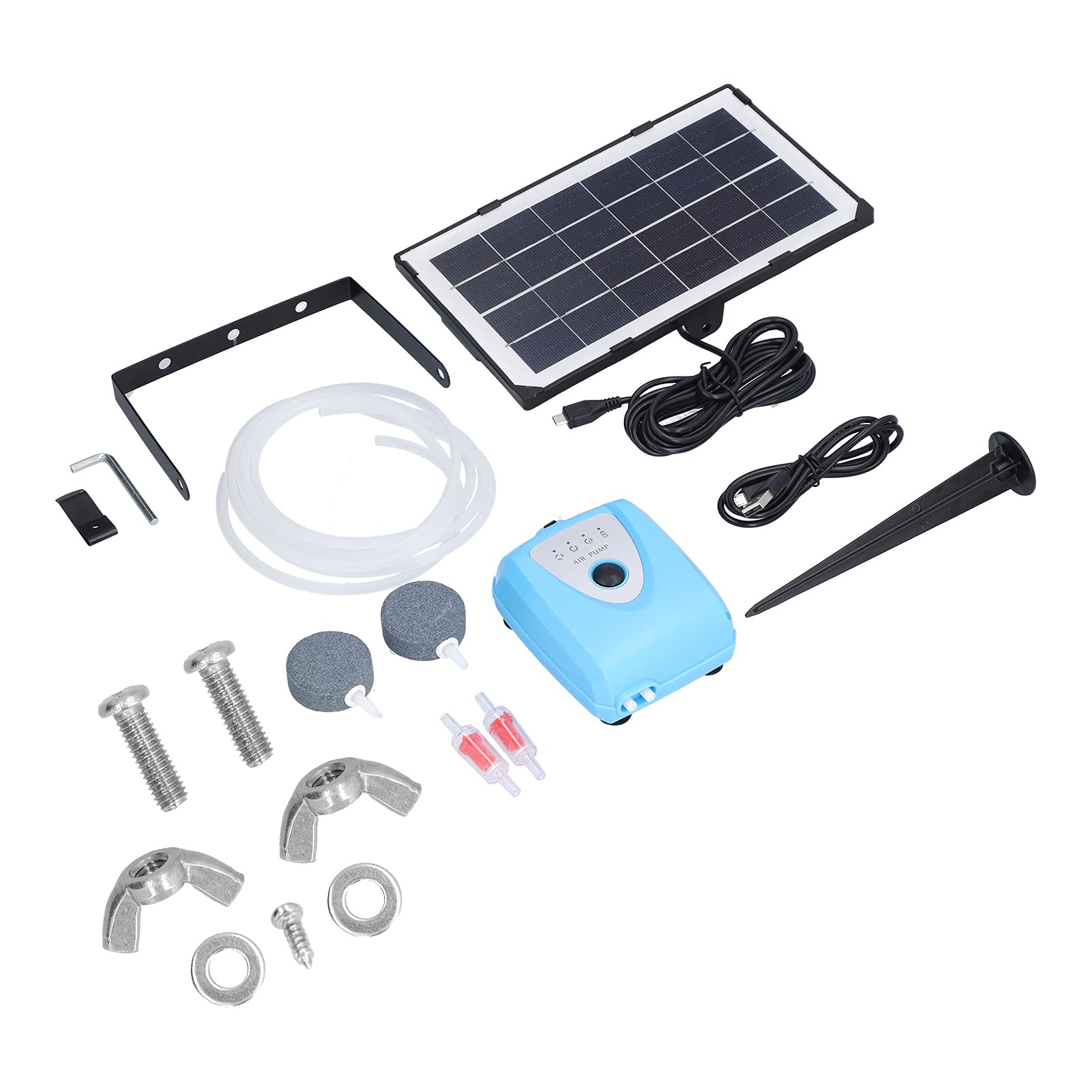 Solar Water Air Pump, 3.5W 3.0 to 4.25V Fish Tank Oxygenator Low Noise Outdoor Pool Pond Air Oxygen Pump