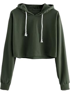 army green crop top hoodie