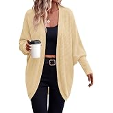 PRETTYGARDEN Batwing Long Sleeve Lightweight Cardigan Sweaters for Women | Batwing Sleeve Long Cardigans, Loose Fit Soft Ribbed Knit Light Weight Sweater, Early Fall Fashion Streetwear, Travel Outfits