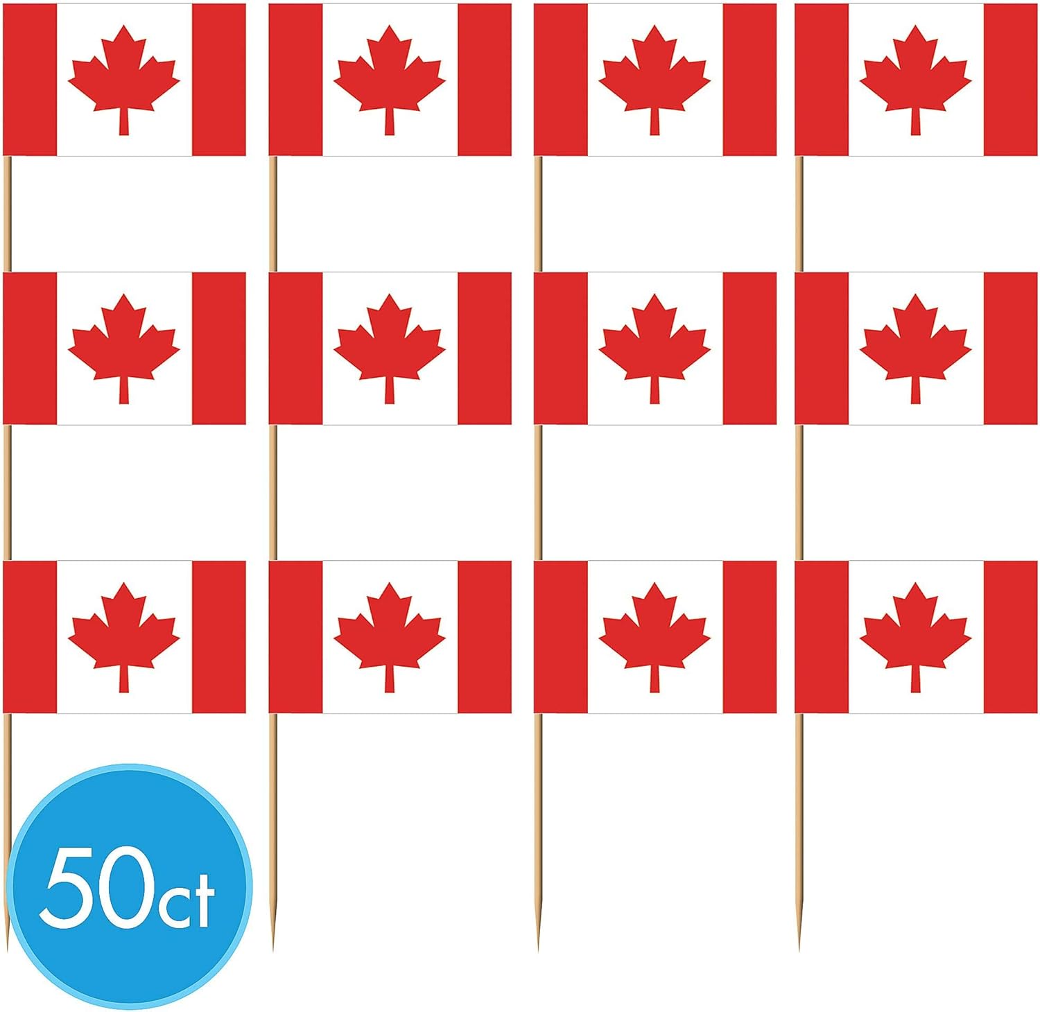 Canadian Flag Picks 50/Pkg-2.5"