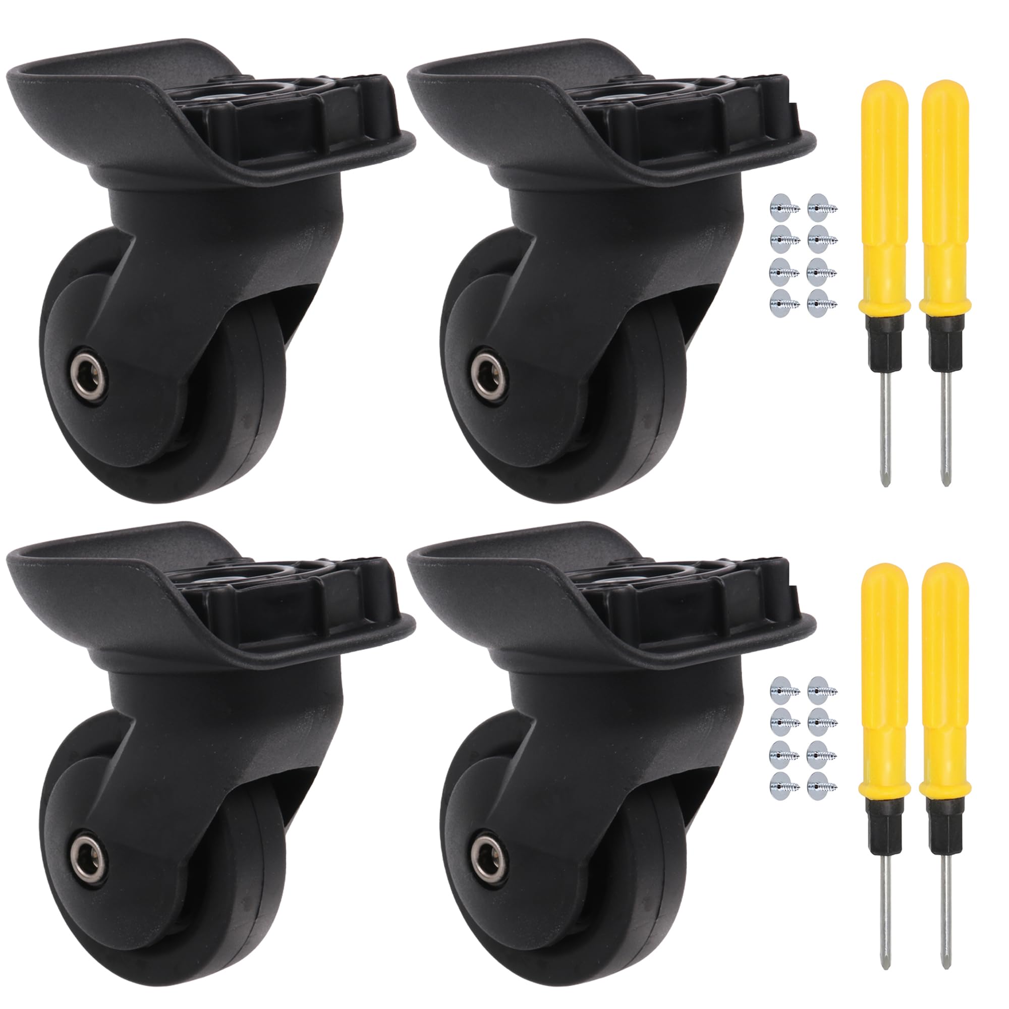 Photo 1 of logyues 4Pcs Universal Swivel Wheel Left Suitcase Wheel (4L) 115W Series W293 Wheel Replacement Black