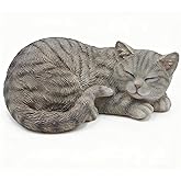 pandaxing Grey Sleep Cat Statues Outdoor Decorative, Cat Memorial Statue for Yard Lawn Patio Porch, Garden Pet Grave Marker Figures, 9.44" L x 6.29" W x 4.33" H
