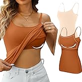 V FOR CITY Women's Shelf Bra Camisole Tops Adjustable Spaghetti Strap Cami Tank Cotton Undershirts 2 Pack