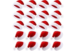Vicenpal 20 Pcs Santa Hats Bulk Plush Christmas Hats for Adults Women Men Holiday Party Costume(Red)