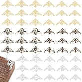 PH PandaHall 120pcs Book Corners 3 Colors Corner Protector 2 Styles Hollow Triangle Wrap Connector Filigree Corner Embellishments Metal Scrapbook Corners for Book Album Resin Fillers Jewelry Making