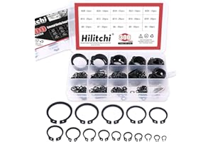 Hilitchi 300-Pcs [15-Size] Alloy Steel External Circlip Snap Retaining Clip Ring Assortment Set
