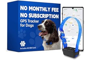 VITALGLOW GPS Tracker for Dogs No Subscription No Monthly Fee, GPS Wireless Dog Fence, Long Battery Life, Unlimited Range, Waterproof, Dog Tracker for Medium & Large Dog Breeds(Blue)