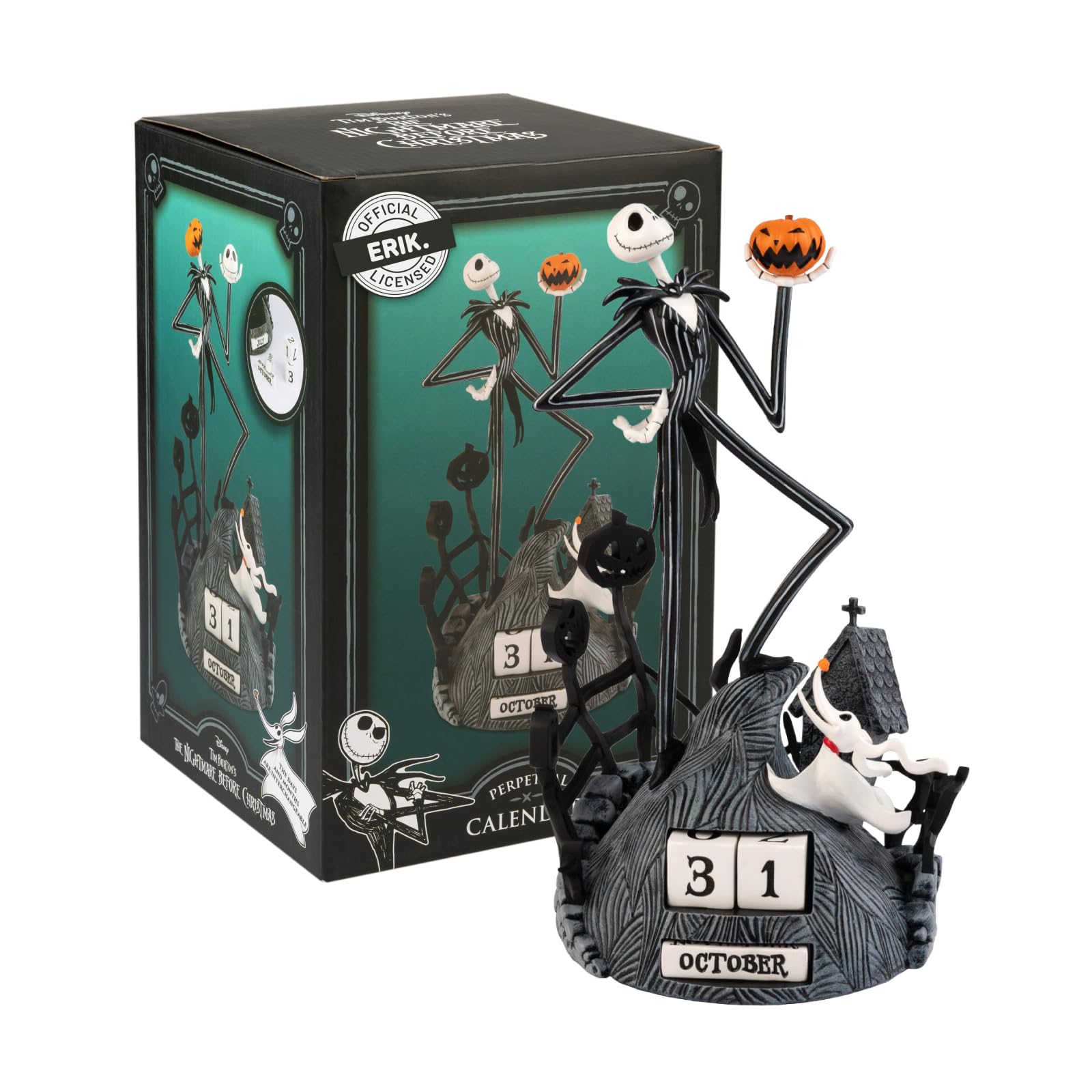 Grupo Erik Perpetual Calendar - The Nightmare Before Christmas Disney Gifts | Desk Calendar, Home Office Desk Accessories, Home Decor Accessories | Jack Skellington Gifts