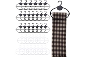 35Pcs Plastic Scarf Organizer for Closet, Oval Kerchief Organizer, Non-Slip Space Saving Hanger for Kerchief Tie Belts, ATSKIM Scarf Hangers for Home Shop Sorting Storing (Black, Clear)