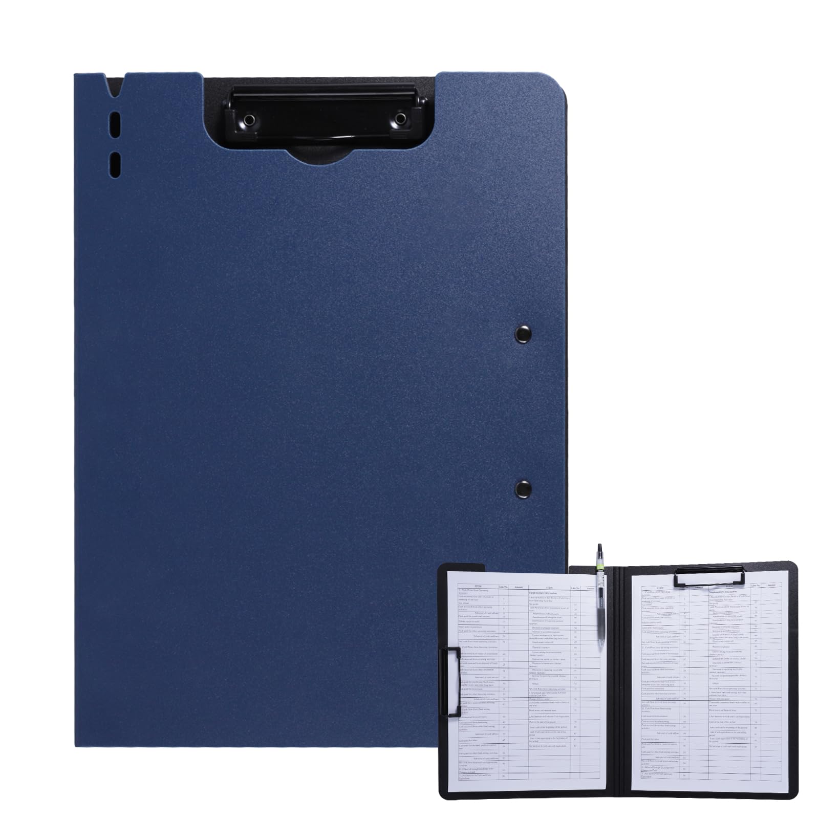 FRETONBA Clipboard A4 with Double Clips, Foldover Clip Board with Cover, Plastic Document Folder, Lightweight Personal Organiser Suitable for School, Office, Industry, Blue — image 1