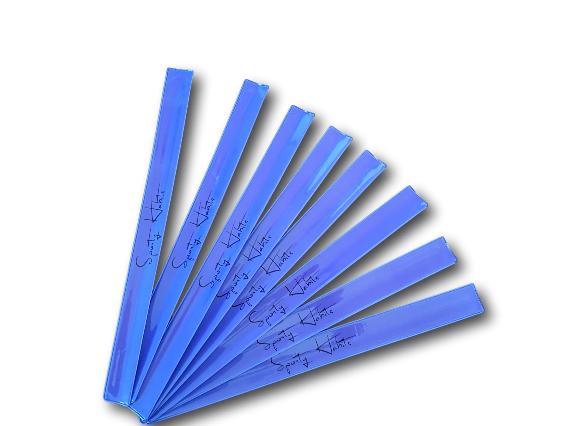 Reflective tape 8x piece, extra strong reflective, more safety in traffic, hunting, sport, bike, jogging, way to school, snap tape, reflective tape, light band in signal yellow for arm and leg (blue)