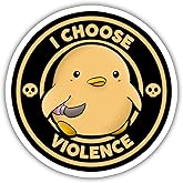 314PI (3pcs) Choose Violence Stickers, Funny Meme Stickers, Water Assistant Funny Quotes Stickers, Funny Decal for Water Bottle Phone Laptop, Gift for Boys Girl, Bookworm Stickers (Size 2