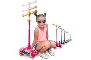 KICKSY WHEELS Kicksy - Kids Scooter - Toddler Scooter for Kids 2-5 Adjustable Height - 3 Wheel Scooter for Kids Ages 3-5 Boys & Girls - Kids Three Wheel Scooter with Light Up LED Wheels