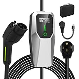 Junsun Level 1&2 EV Charger 32Amp 110V-240V with 20FT Cable, Portable Home Charger NEMA 14-50 5-15 Plug for All SAE J1772 Electric Cars
