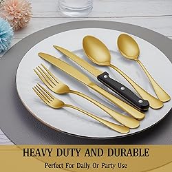 48 Pcs Gold Silverware Set with Steak