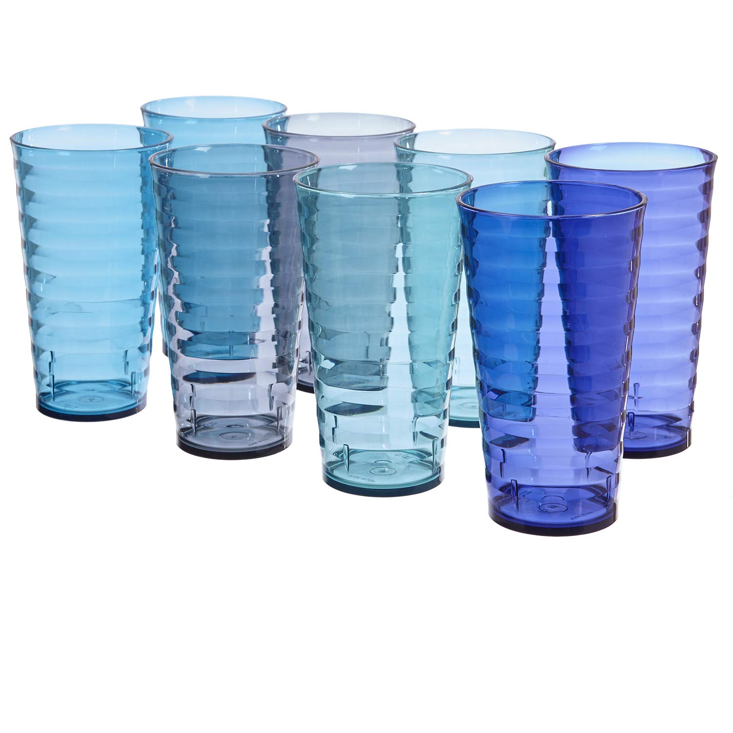 Splash 18-ounce Plastic Tumblers | set of 8 in 4 Coastal Colors