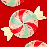 Whaline Christmas Paper Plate Candy Shape salad Plate Gold Foil Disposable Plates for Xmas Holiday Party Table Decor Supplies, 40 Pcs