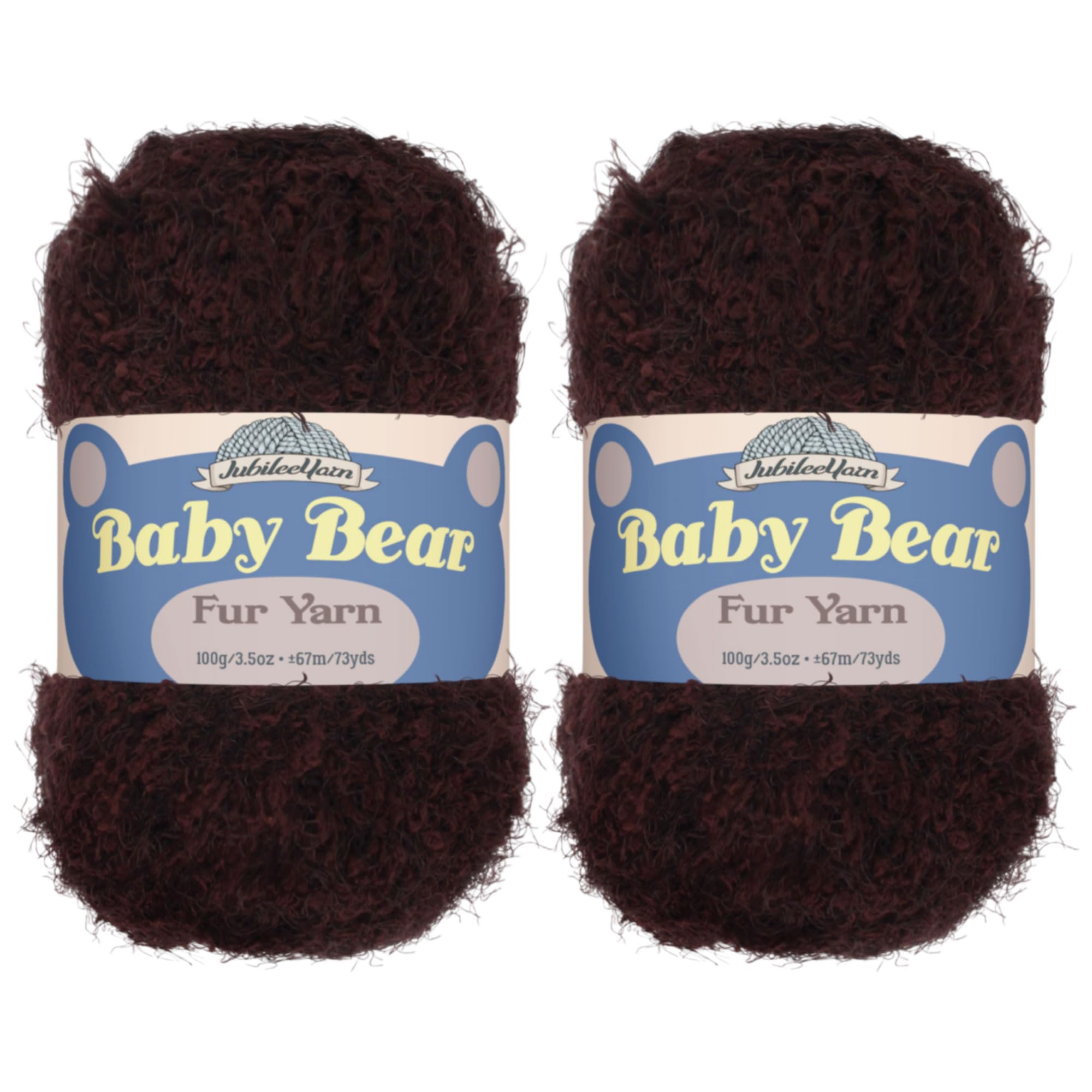 JubileeYarn Baby Bear Yarn - Chunky Weight Polyester Fur - 100g/Skein - Brown - 2 Skeins