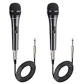 Cable Matters 2-Pack Cardioid Dynamic Vocal Microphones with 4.5m Cable, Wired Microphone for Singing/Singing Machine Microph