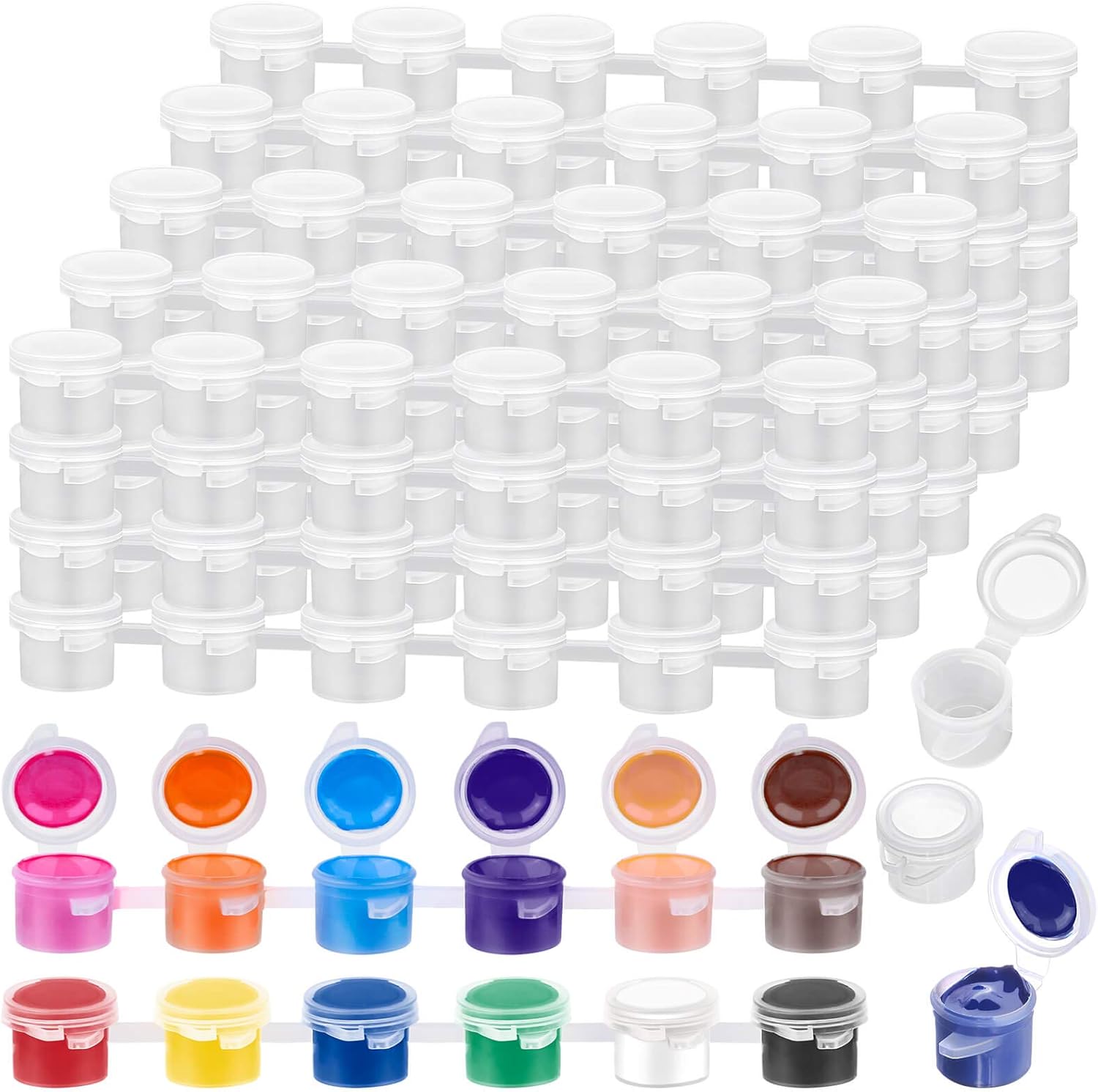 240 Pieces Empty Paint Pot, Caffox 40 Strips Acrylic Mini