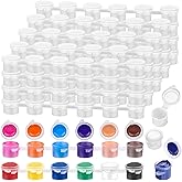 Caffox 240-Piece Empty Paint Pot, 40 Strips Acrylic Mini Paint Container Strip Storage with Lid for Classrooms, School Art & Crafts 3ml/ 0.1oz