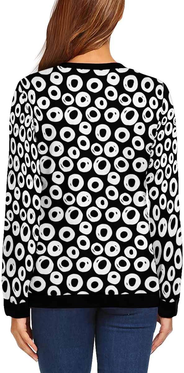 Polka Dot Crew Neck Pullover Tops 
