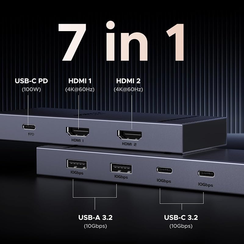 Revodok Pro 207 Hub USB C 7 in 1 Docking Station Doppio Display