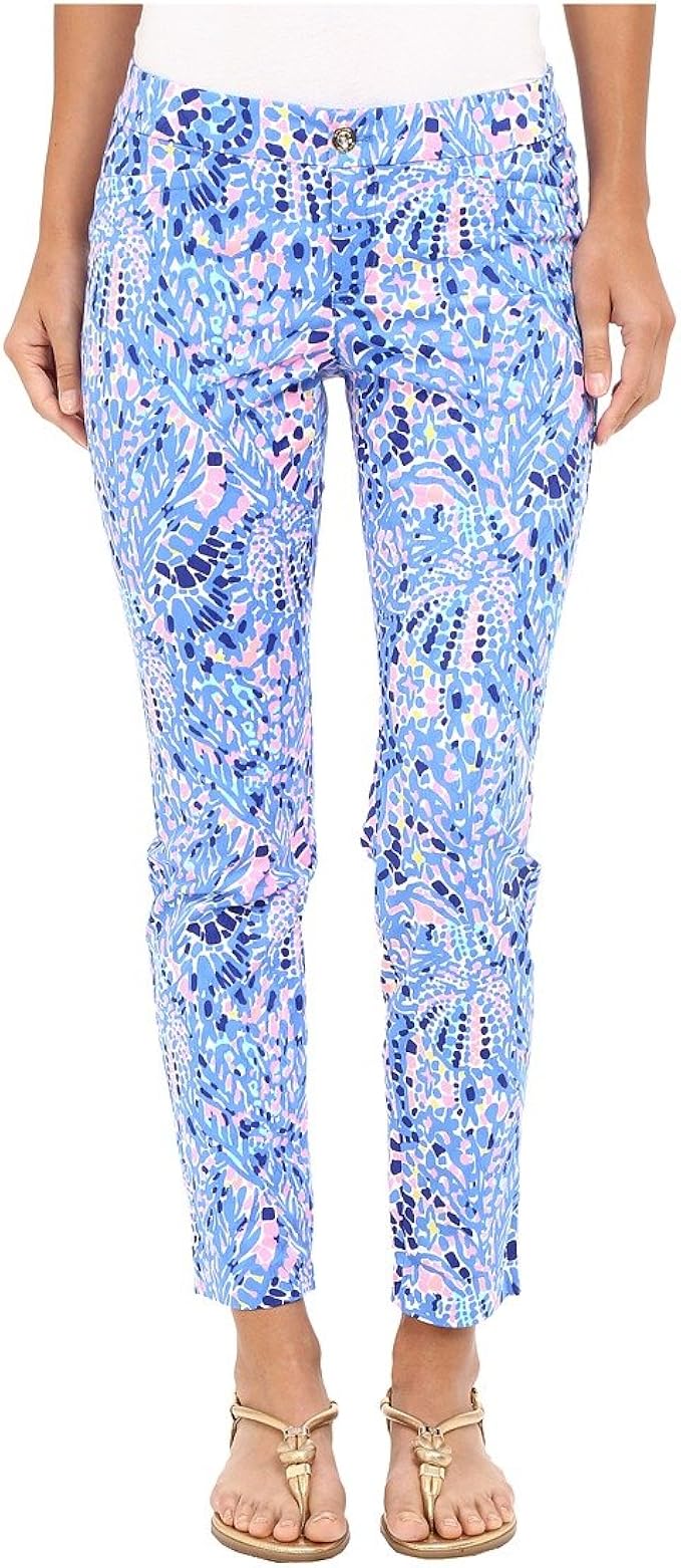 Lilly Pulitzer Women's Kelly Skinny Ankle Pant, Multi Tic Tac Tile All-Over, 16 at Amazon Women 