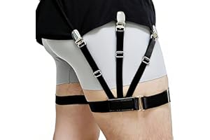 LUBKIVZA Shirt Stays for Men - Premium Adjustable Elastic Garters with Non-Slip Locking Clamps, Durable Shirt Holders for wor