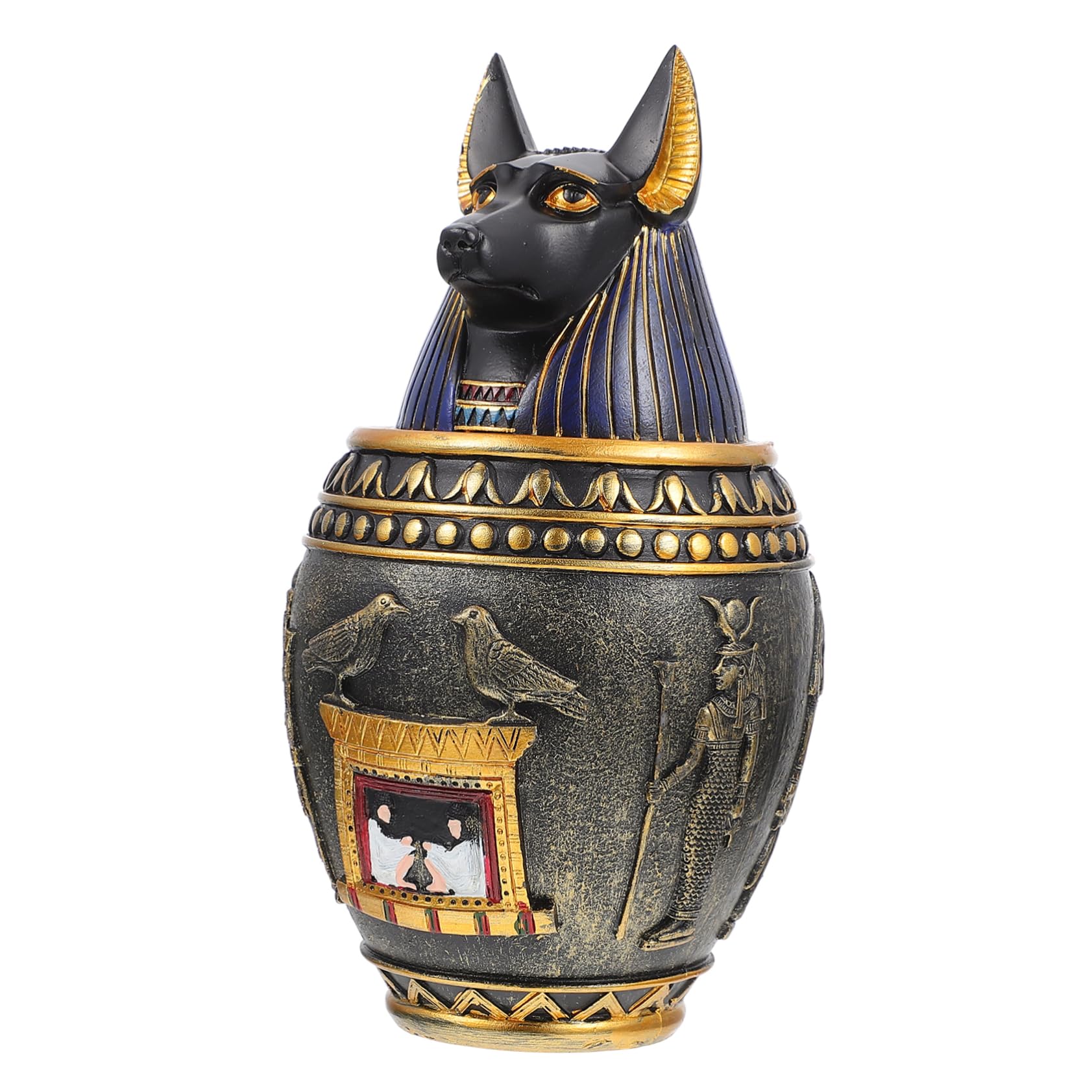 RORPOIR Egyptian Style Craft Canopic Jar Figurine Decorative Sculpture for Porch and Home Decor Premium Resin Material with Craftsmanship and Realistic Design