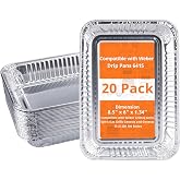 SilvaKoon Grill Drip Pans for Weber 6415, Grease Tray Liners, 20 Pack | Disposable aluminum foil liners, 8.5 x 6 x 1.34 in; fits select Weber Q, Spirit, Genesis, Genesis II and Traveler grills.
