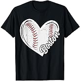 Boston Vintage Baseball Fans Men Women Boys Baseball Heart T-Shirt