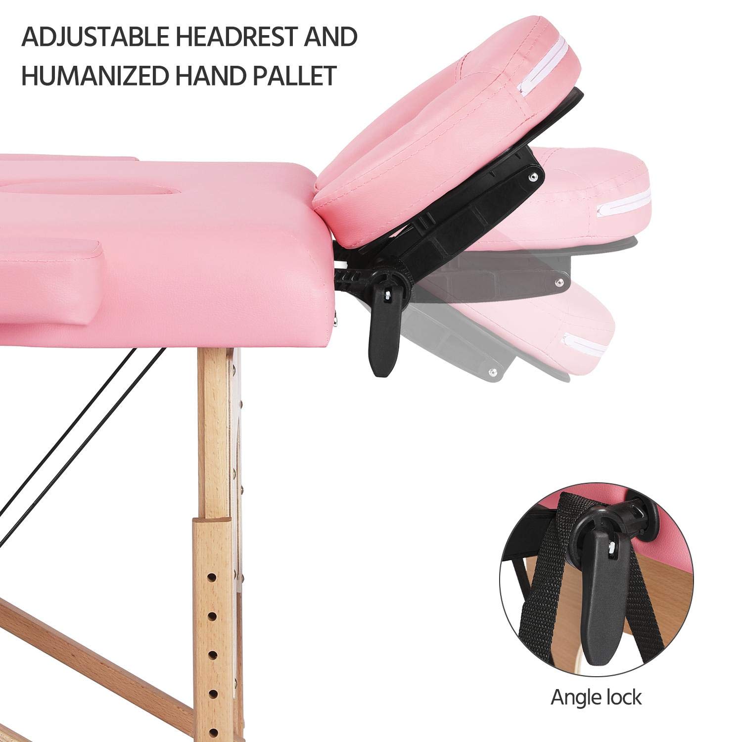 Yaheetech Fold Up Massage Spa Bed Facial Tattoo Salon Bed 2 Folding Massage Table Pink: Beauty